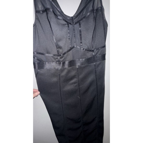 Torrid Black Midi Bodycon Dress Size 2 Scuba Mesh V Neck Stretch Party Dress - Picture 11 of 12
